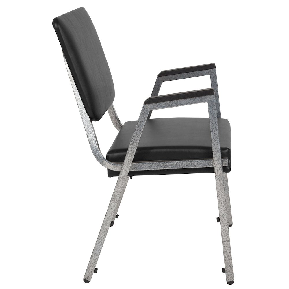 1000 lb. Rated Black Medical Reception Arm Chair with 3/4 Panel Back. Picture 8