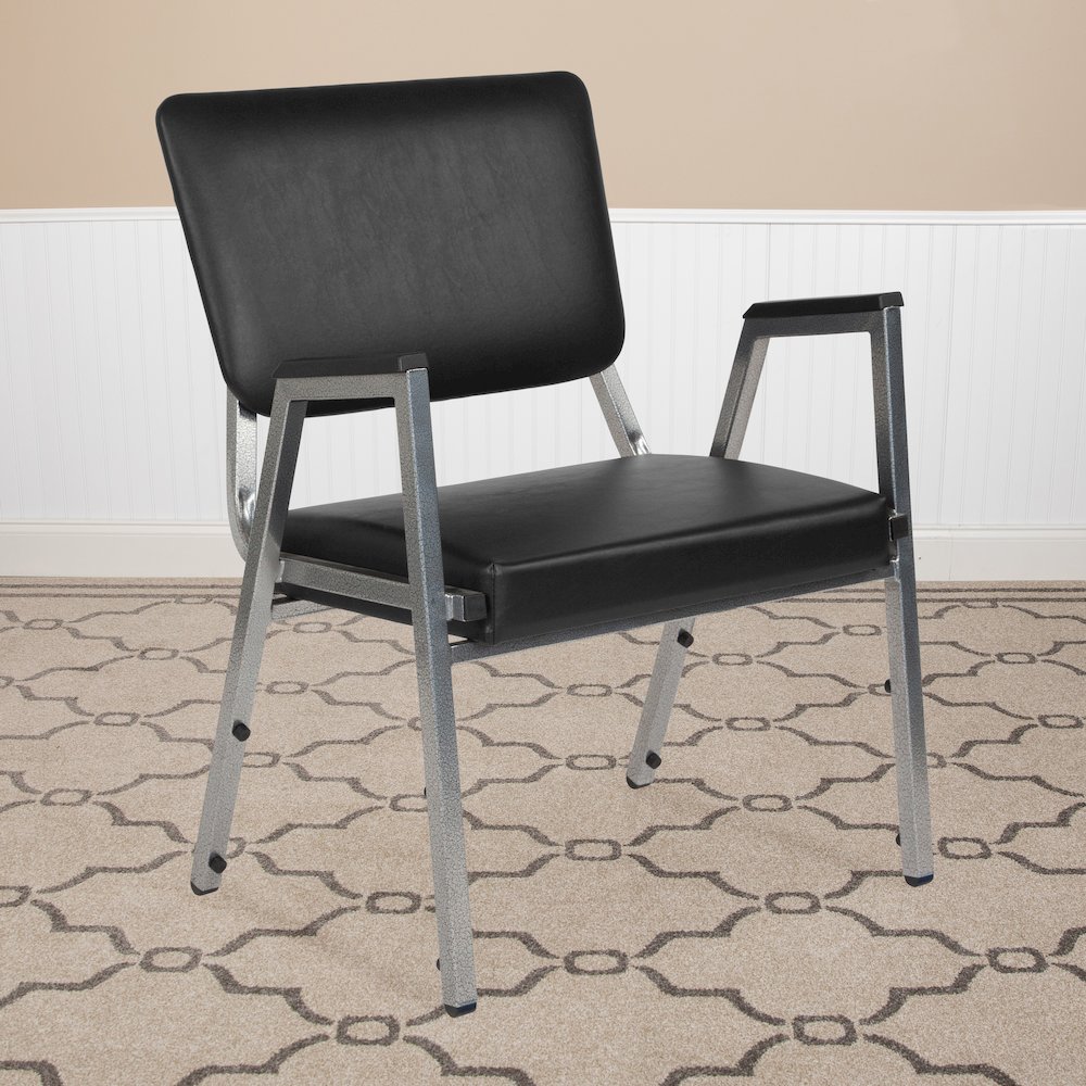 1000 lb. Rated Black Medical Reception Arm Chair with 3/4 Panel Back. Picture 2