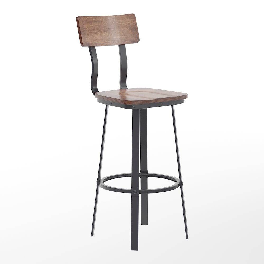 Antique Copper Restaurant Barstool with Wood Seat & Back/Gray Powder Coat Frame. Picture 1