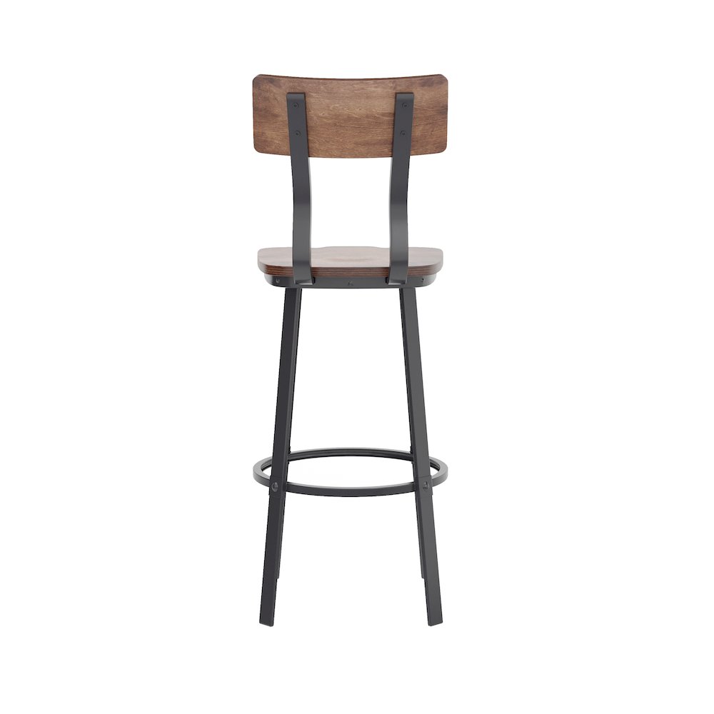 Antique Copper Restaurant Barstool with Wood Seat & Back/Gray Powder Coat Frame. Picture 7