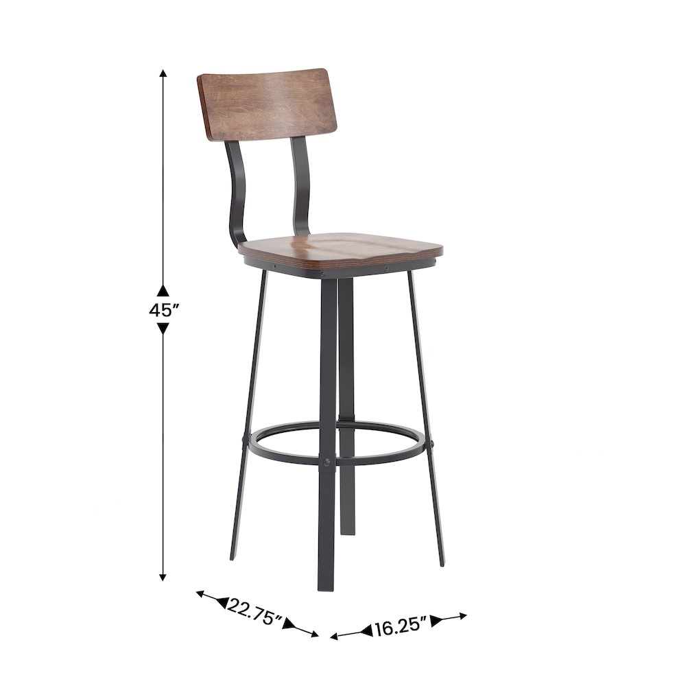 Antique Copper Restaurant Barstool with Wood Seat & Back/Gray Powder Coat Frame. Picture 5