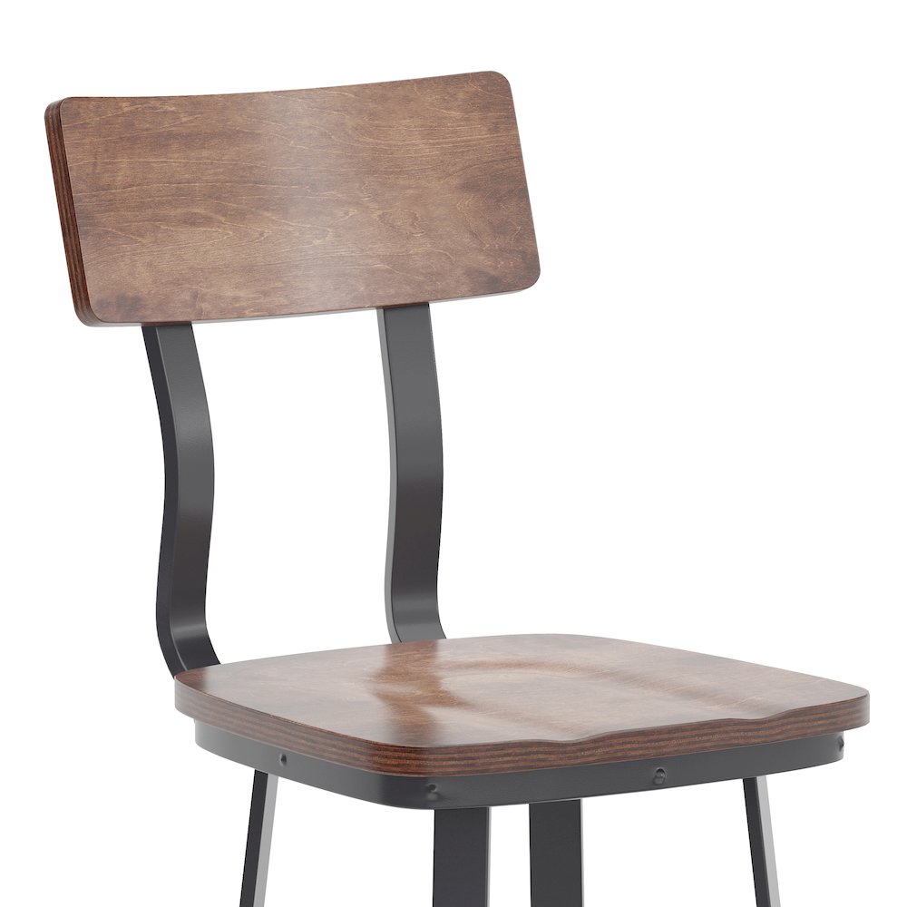 Antique Copper Restaurant Barstool with Wood Seat & Back/Gray Powder Coat Frame. Picture 8