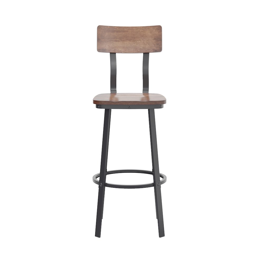 Antique Copper Restaurant Barstool with Wood Seat & Back/Gray Powder Coat Frame. Picture 10