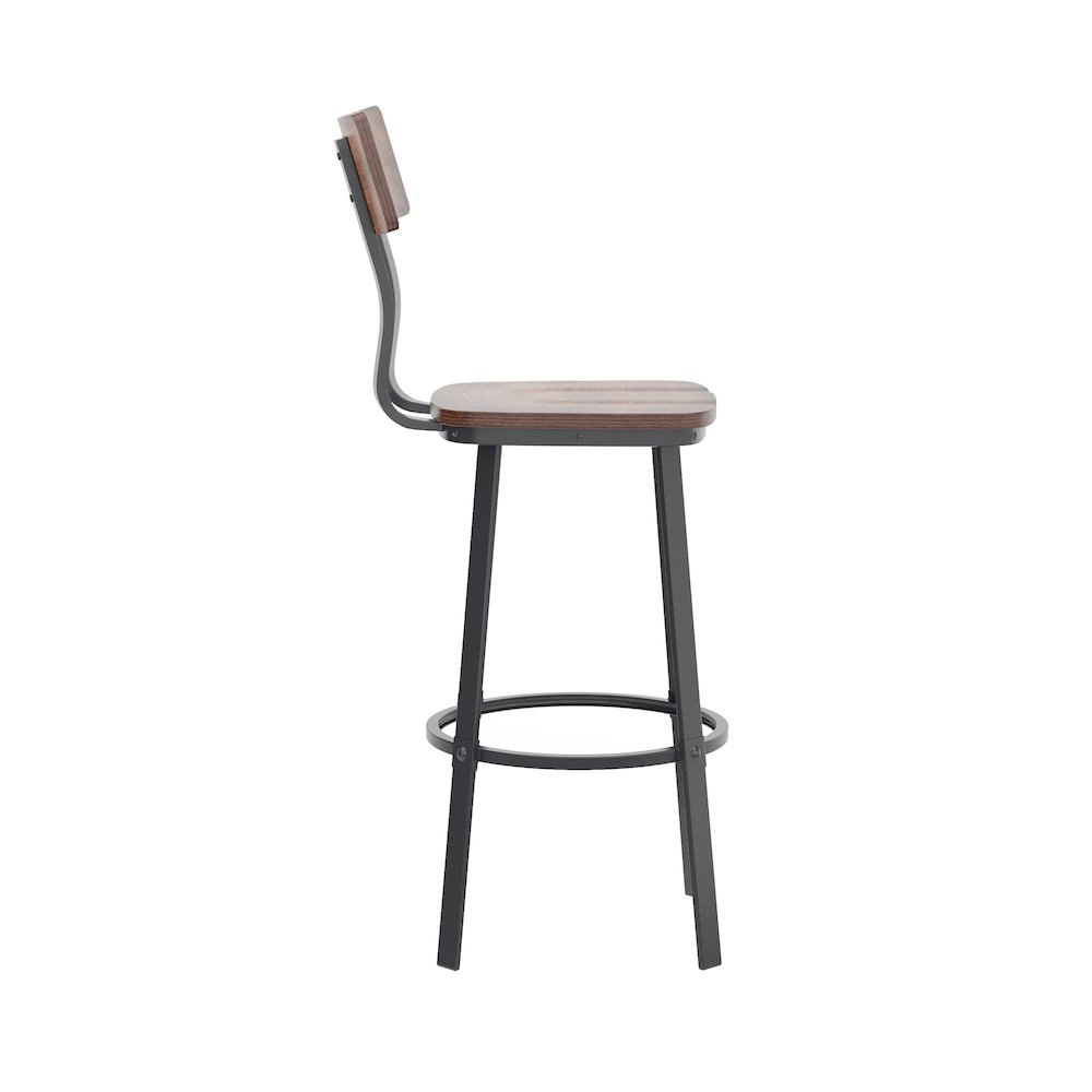 Antique Copper Restaurant Barstool with Wood Seat & Back/Gray Powder Coat Frame. Picture 9