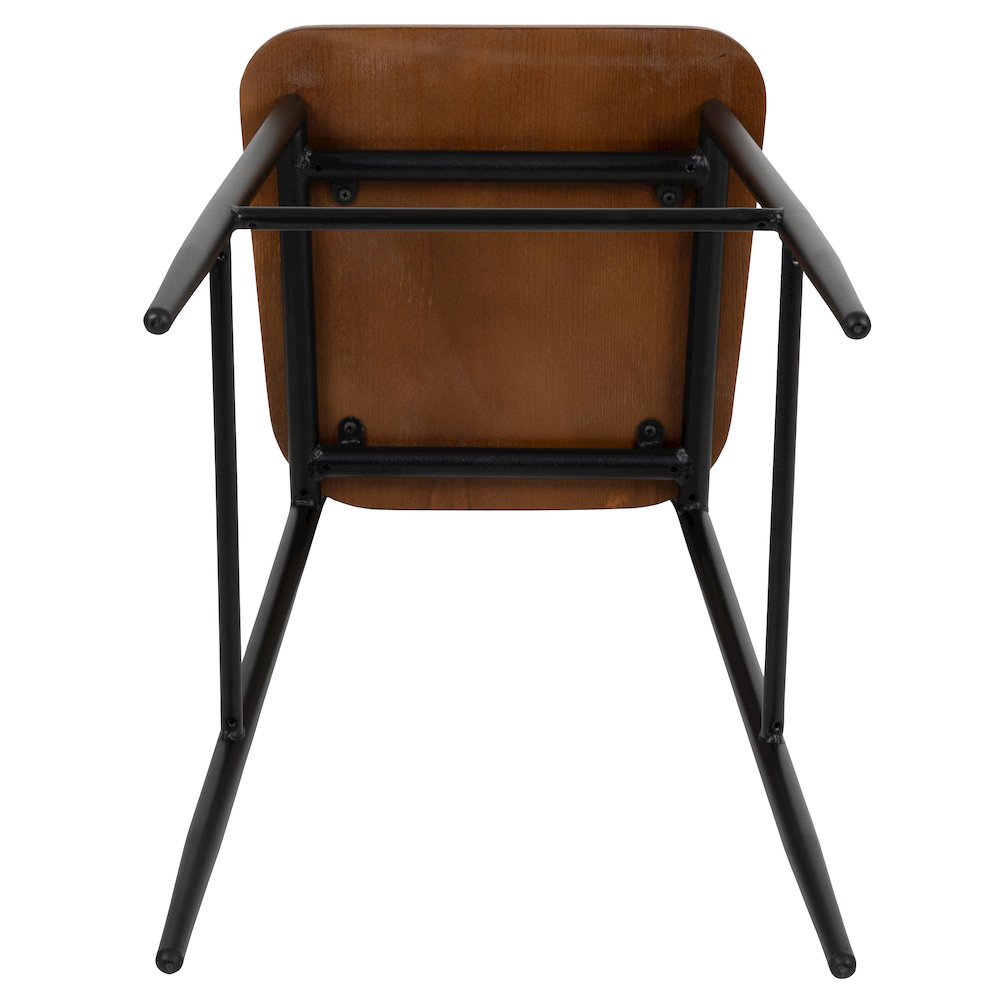 Industrial Barstool with Gunmetal Steel Frame and Rustic Wood Seat. Picture 11