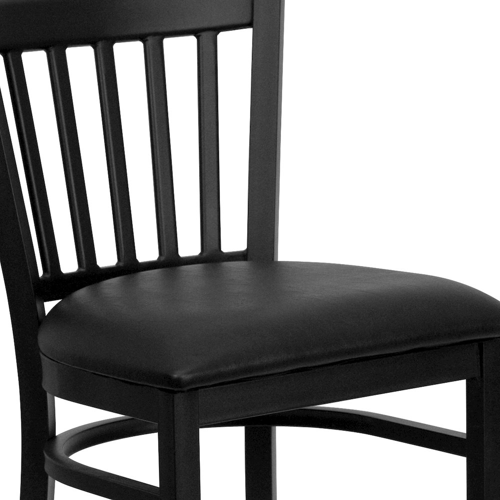 Black Vertical Back Metal Restaurant Barstool - Black Vinyl Seat. Picture 11