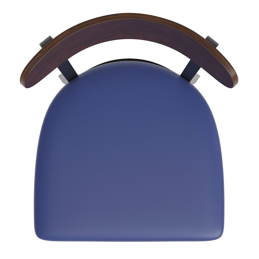 Dining Chair, Wooden Boomerang Back, and Blue Vinyl Seat. Picture 11