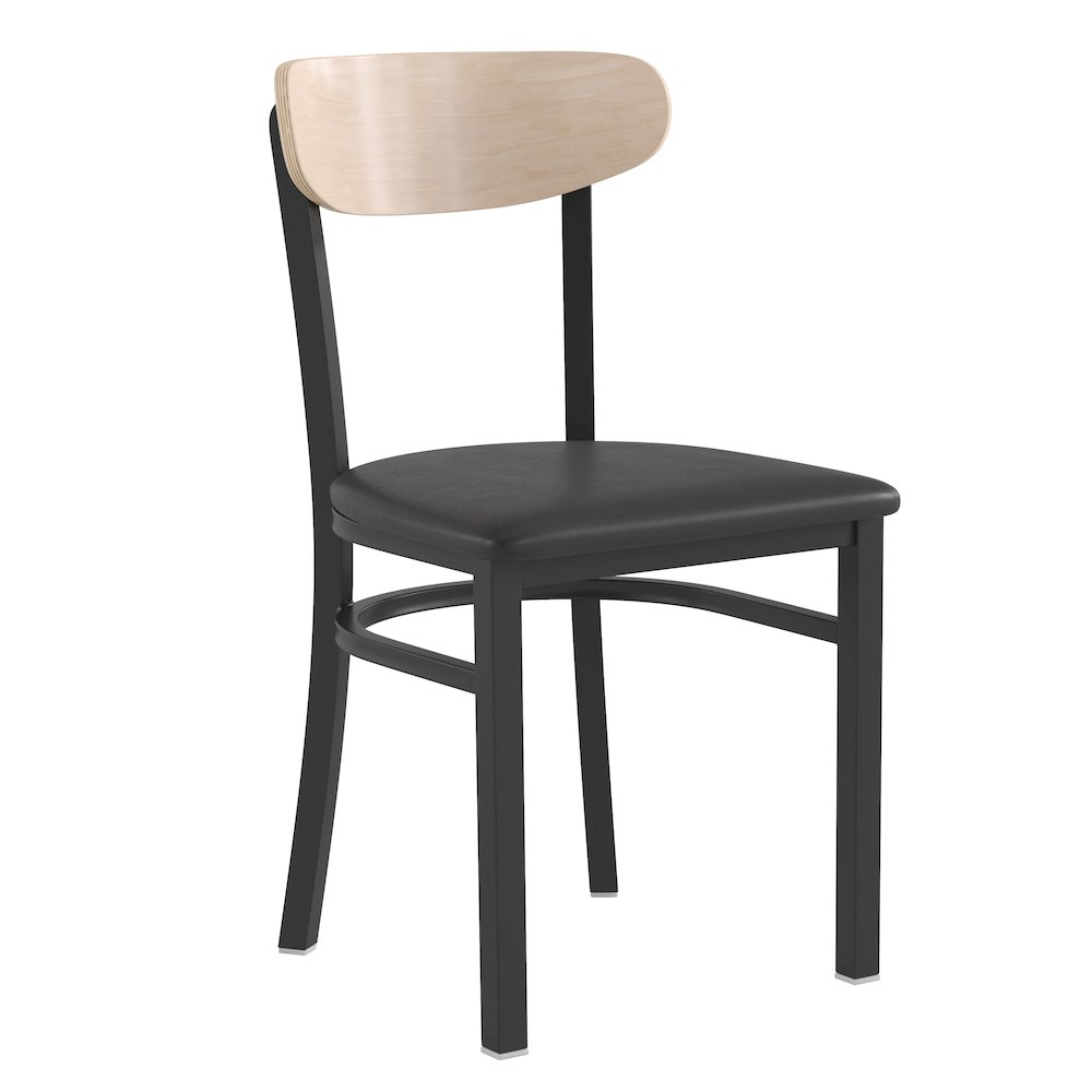 Commercial Dining Chair with Vinyl Upholstered Seat and Wood Boomerang Back. Picture 1