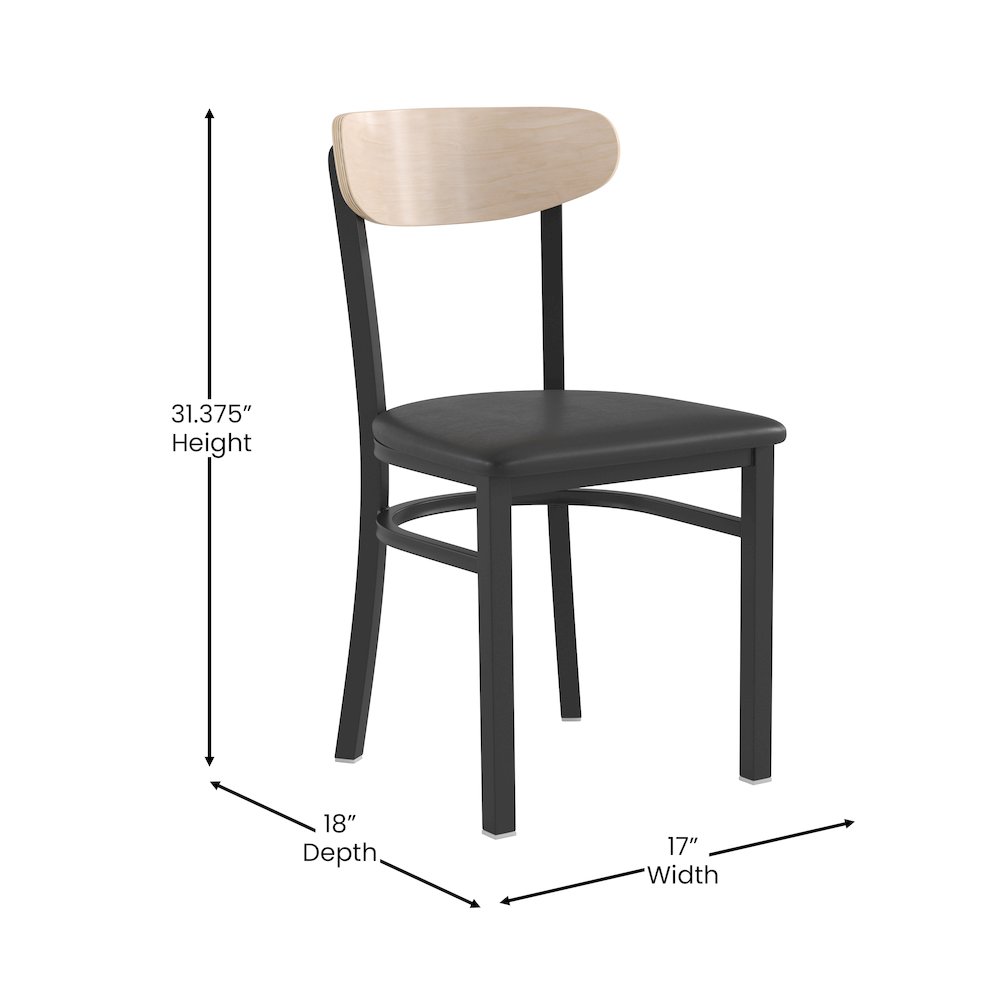 Commercial Dining Chair with Vinyl Upholstered Seat and Wood Boomerang Back. Picture 5