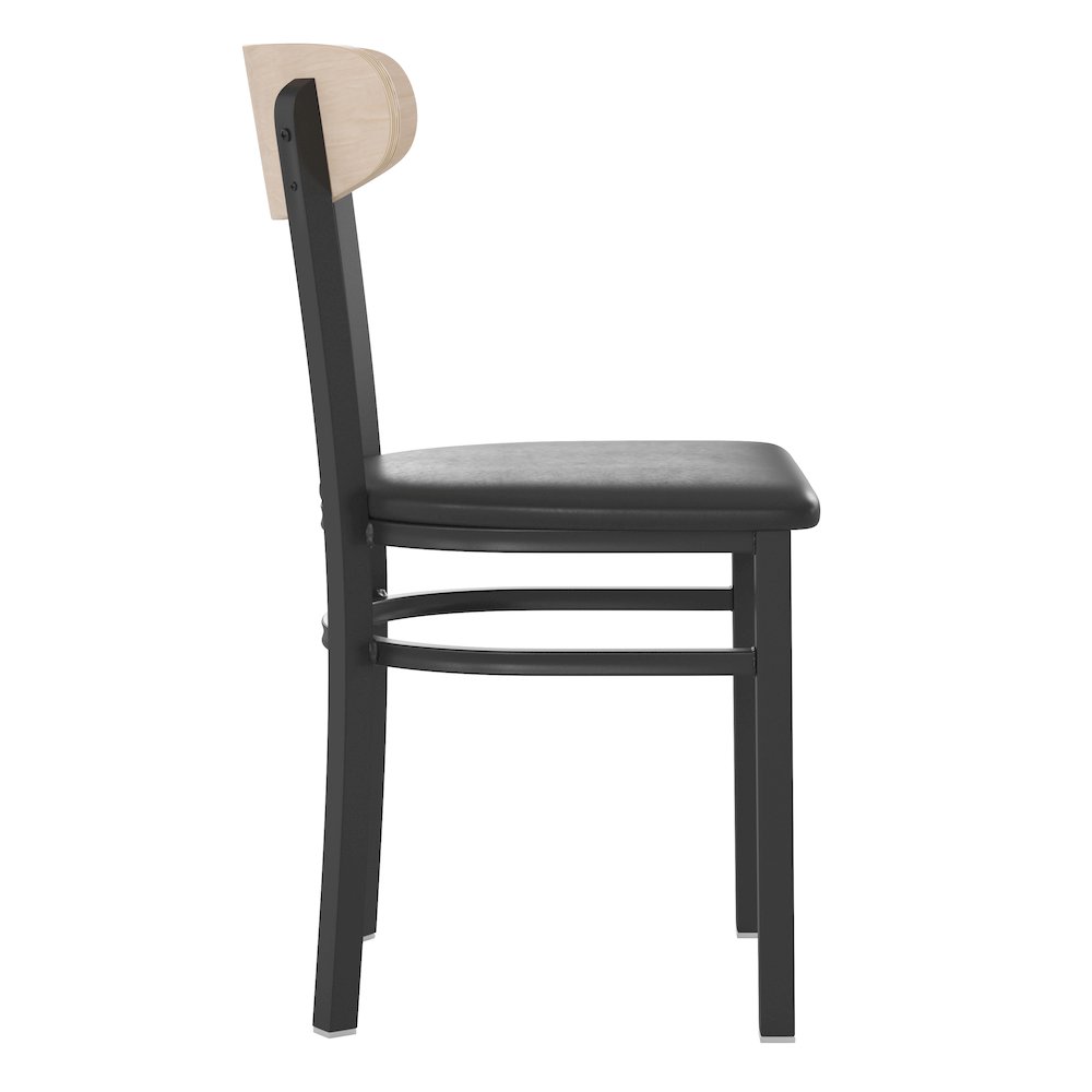 Commercial Dining Chair with Vinyl Upholstered Seat and Wood Boomerang Back. Picture 9