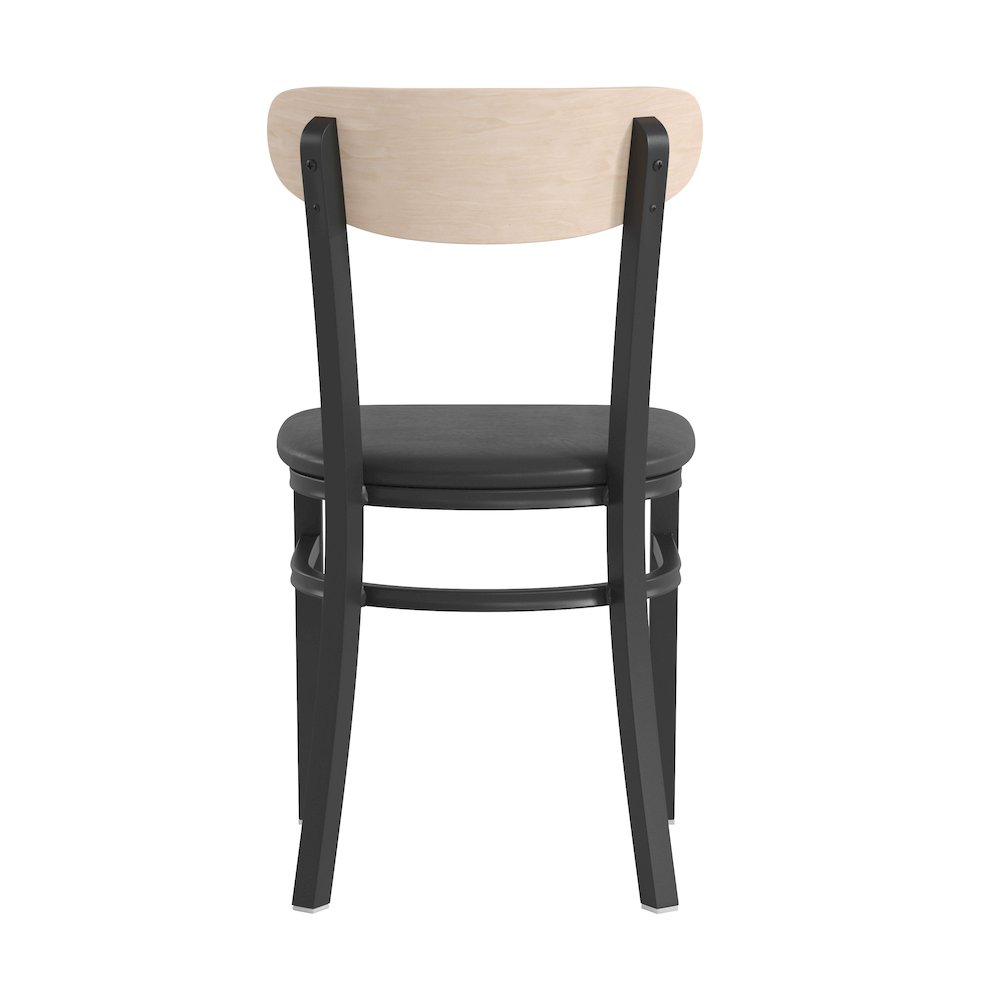 Commercial Dining Chair with Vinyl Upholstered Seat and Wood Boomerang Back. Picture 8