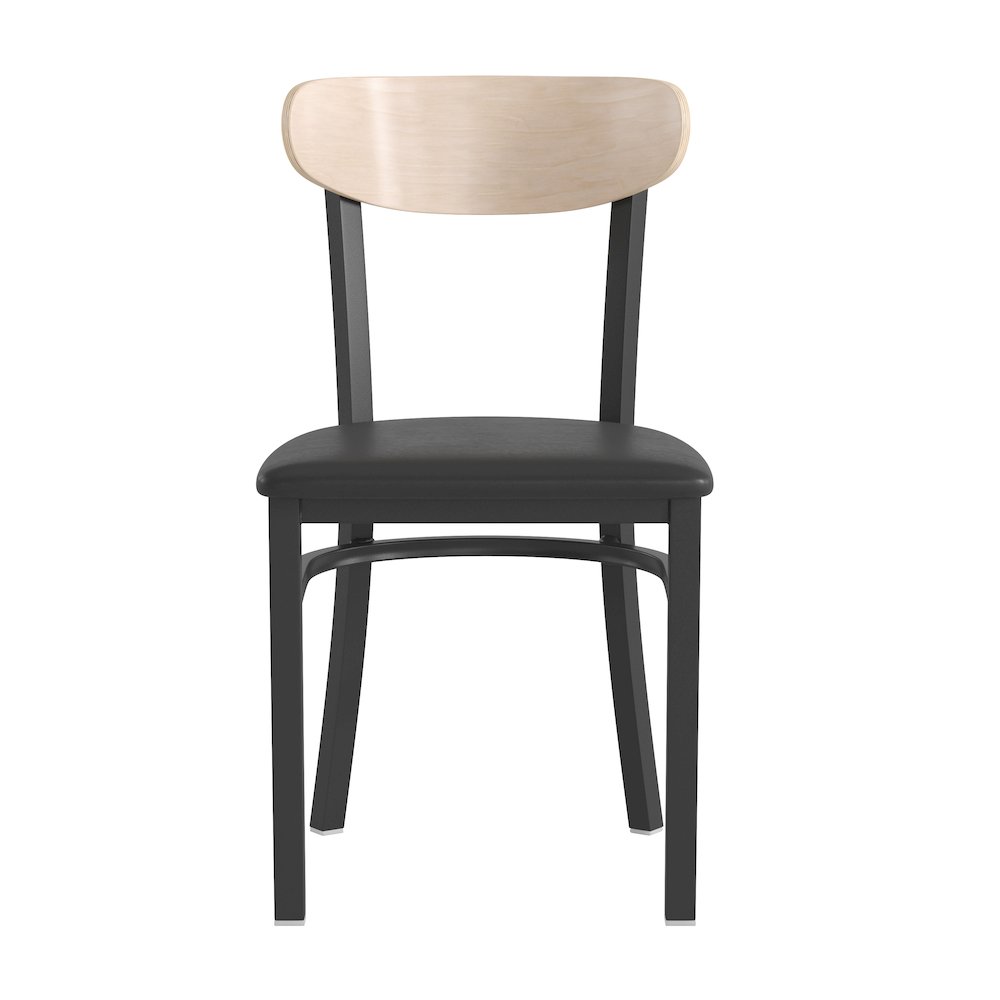 Commercial Dining Chair with Vinyl Upholstered Seat and Wood Boomerang Back. Picture 10