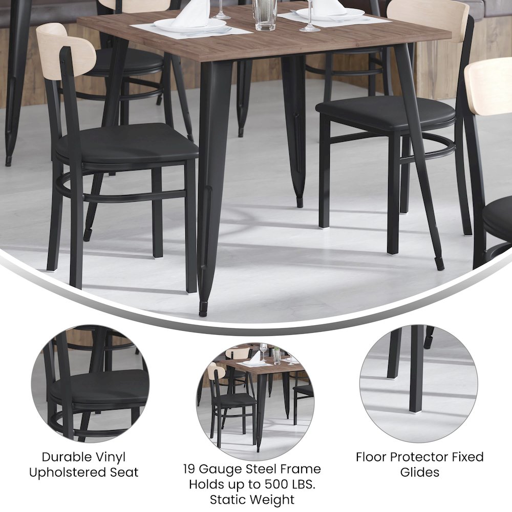 Commercial Dining Chair with Vinyl Upholstered Seat and Wood Boomerang Back. Picture 4