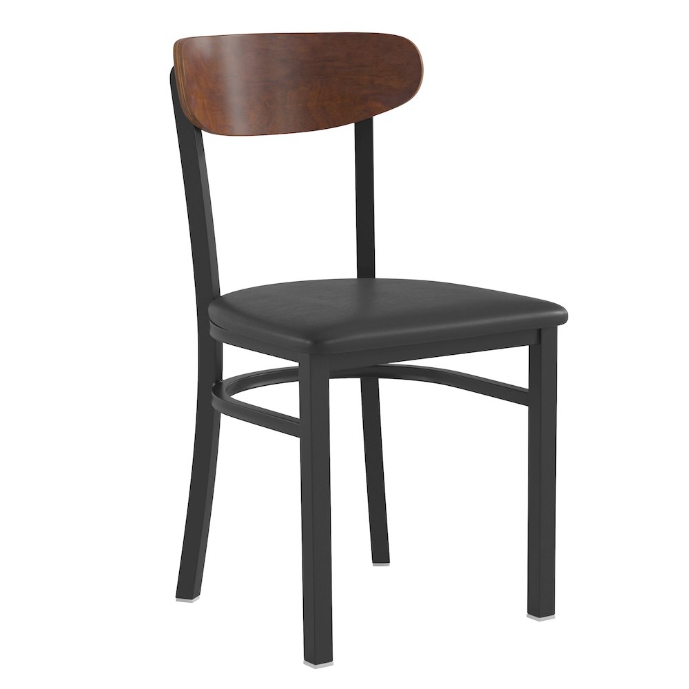 Commercial Dining Chair with Vinyl Upholstered Seat and Wood Boomerang Back. Picture 1