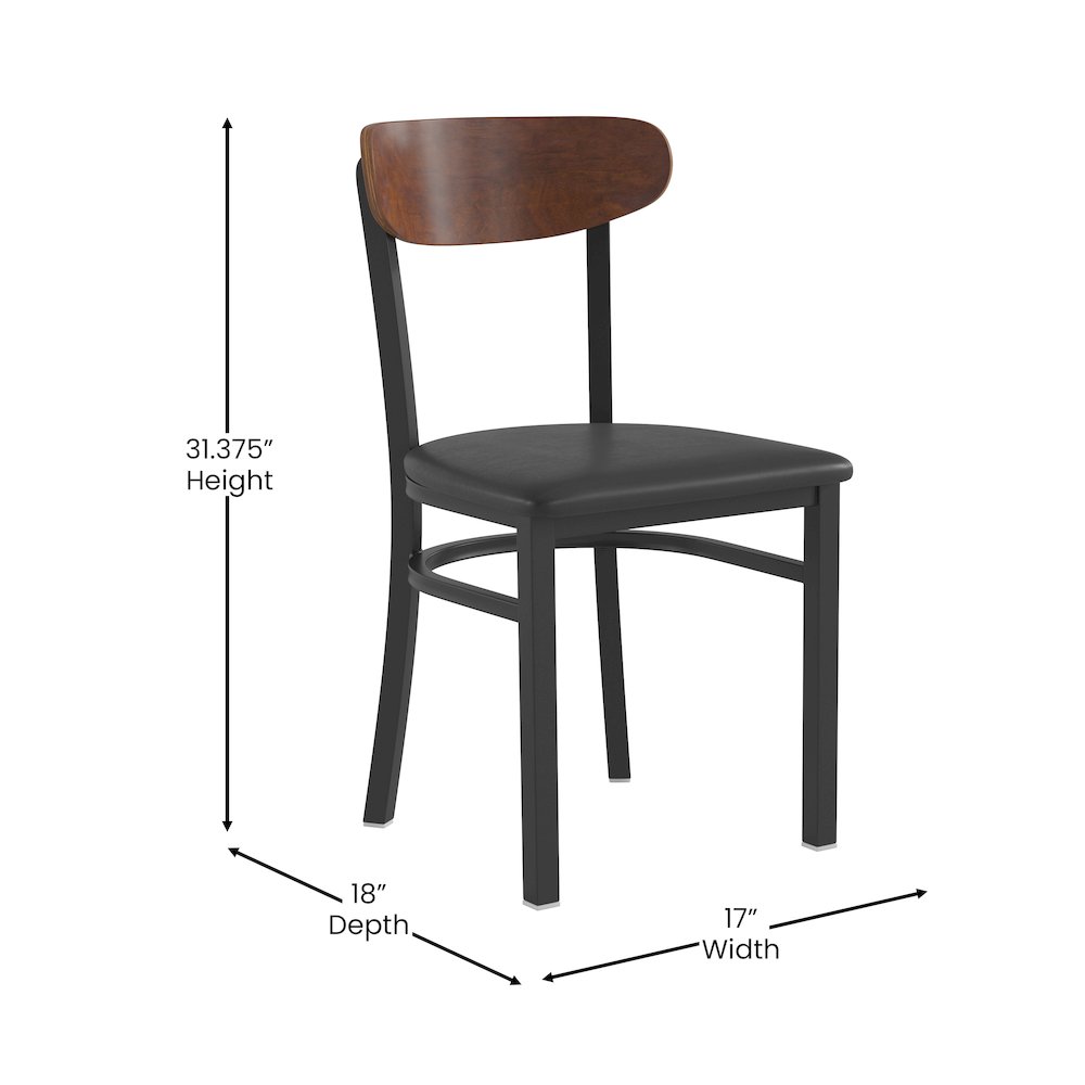 Commercial Dining Chair with Vinyl Upholstered Seat and Wood Boomerang Back. Picture 5