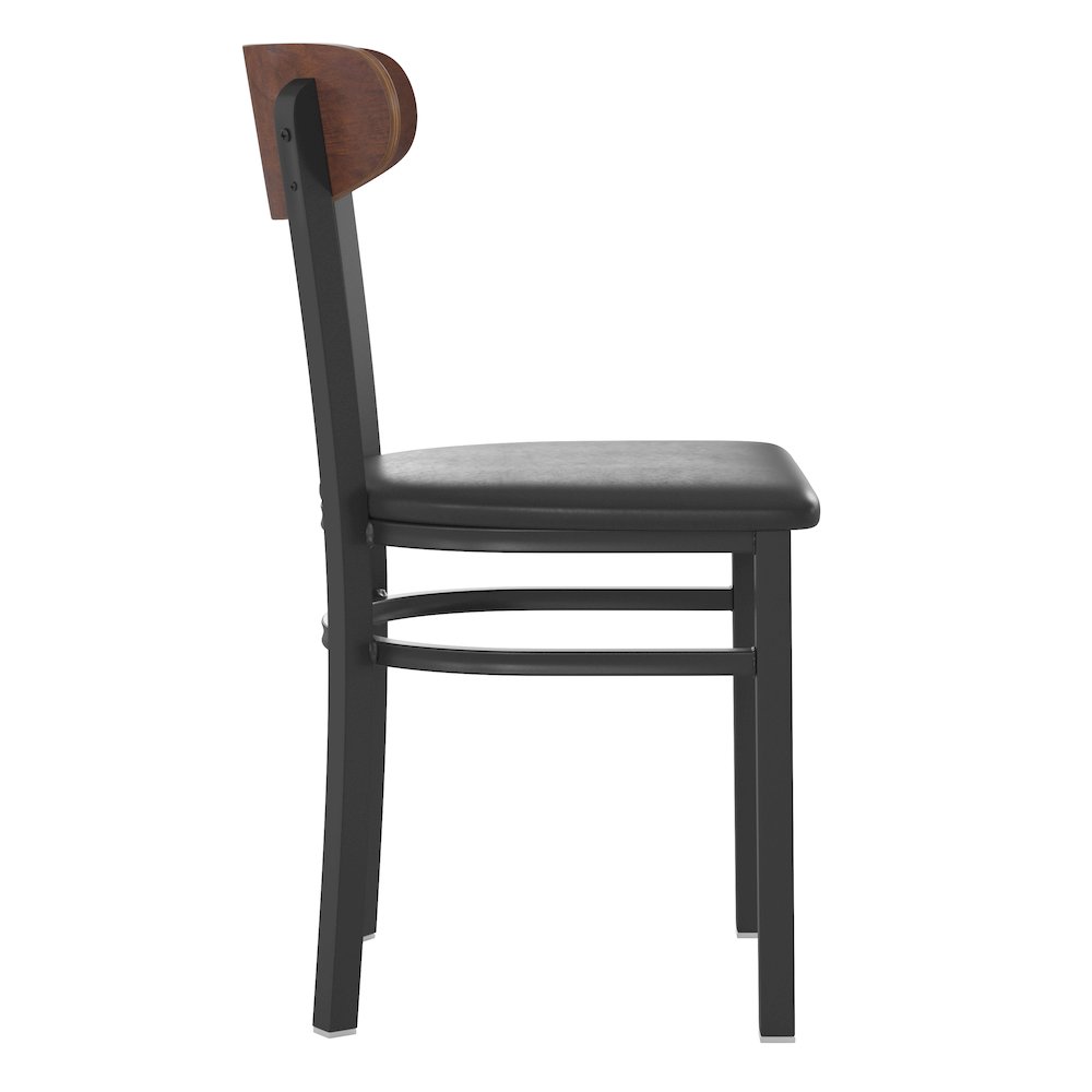 Commercial Dining Chair with Vinyl Upholstered Seat and Wood Boomerang Back. Picture 9
