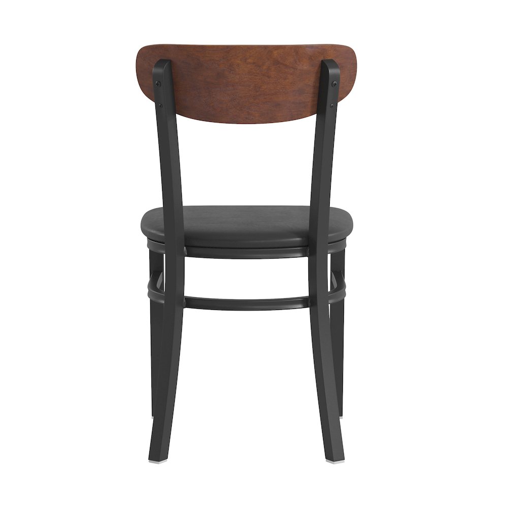 Commercial Dining Chair with Vinyl Upholstered Seat and Wood Boomerang Back. Picture 8