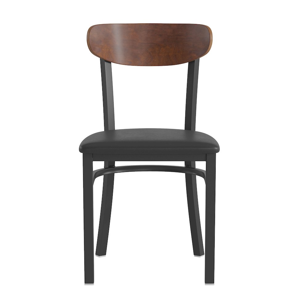 Commercial Dining Chair with Vinyl Upholstered Seat and Wood Boomerang Back. Picture 10