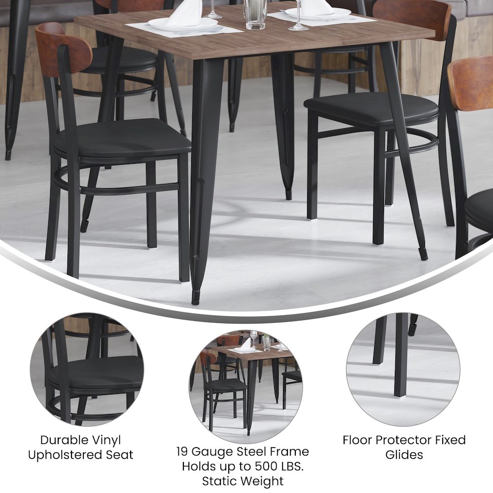 Commercial Dining Chair with Vinyl Upholstered Seat and Wood Boomerang Back. Picture 4