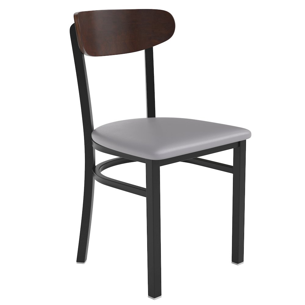 Commercial Dining Chair with Vinyl Upholstered Seat and Wood Boomerang Back. Picture 1