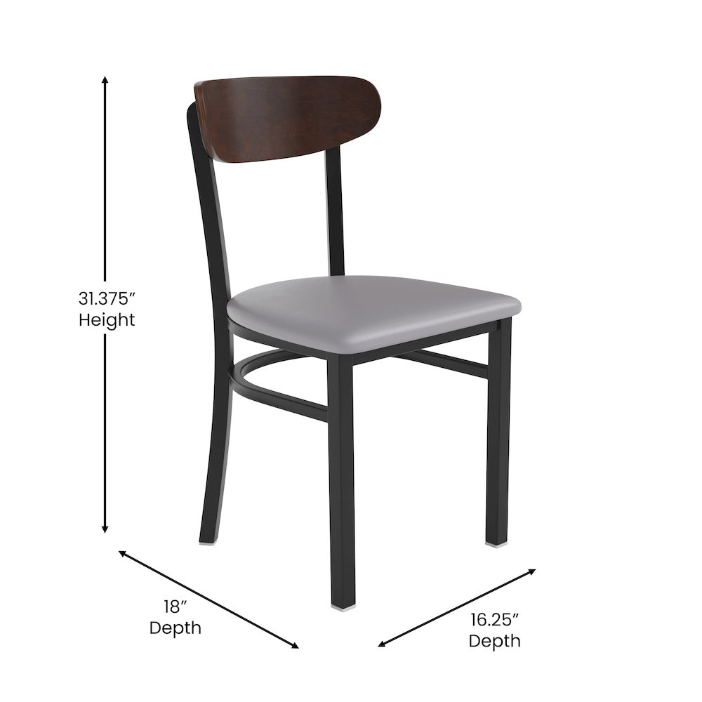 Commercial Dining Chair with Vinyl Upholstered Seat and Wood Boomerang Back. Picture 5