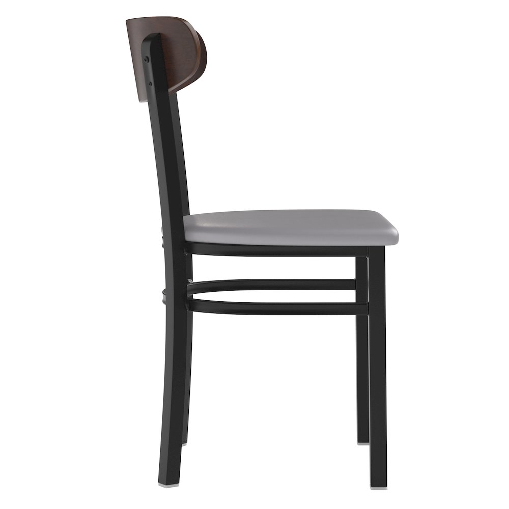 Commercial Dining Chair with Vinyl Upholstered Seat and Wood Boomerang Back. Picture 9