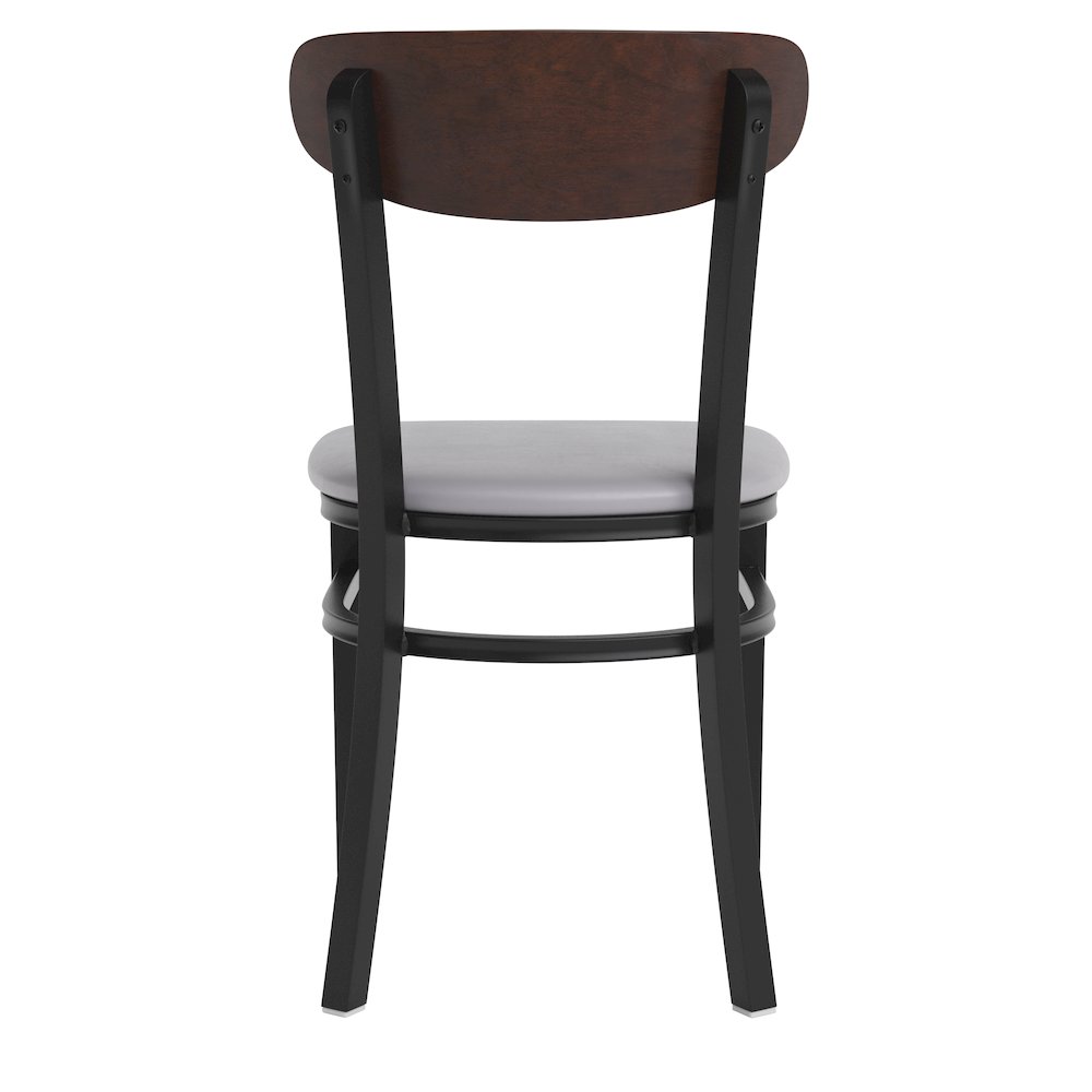 Commercial Dining Chair with Vinyl Upholstered Seat and Wood Boomerang Back. Picture 8