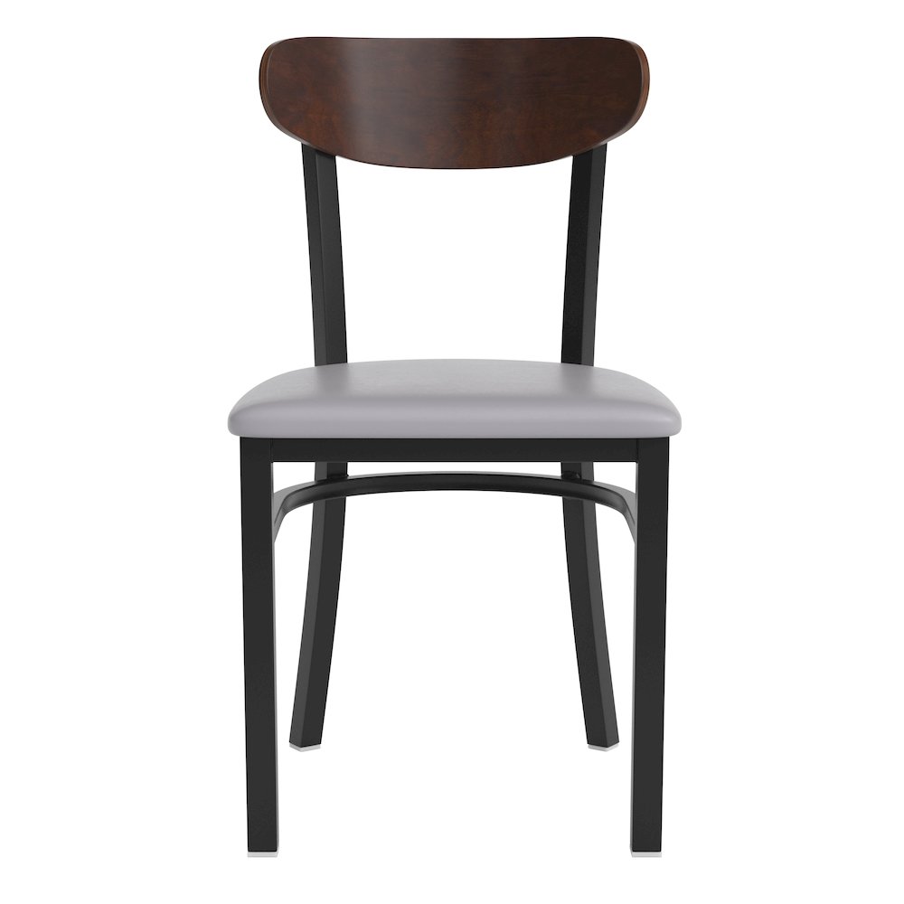 Commercial Dining Chair with Vinyl Upholstered Seat and Wood Boomerang Back. Picture 10