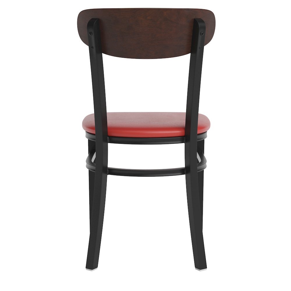 Dining Chair, Wooden Boomerang Back, and Red Vinyl Seat. Picture 8