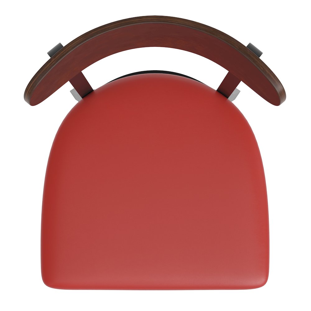 Dining Chair, Wooden Boomerang Back, and Red Vinyl Seat. Picture 11