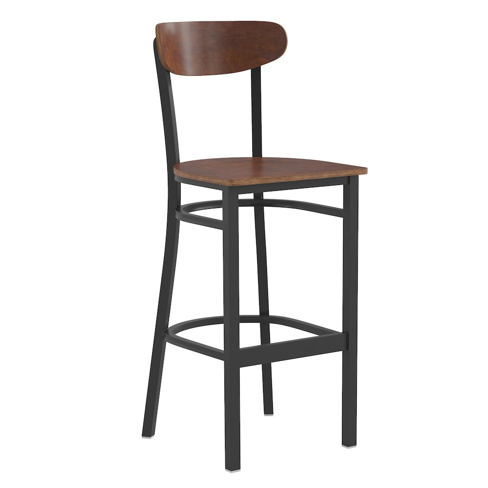 Commercial Grade Bar Stool with Solid Wood Back and Seat. Picture 1
