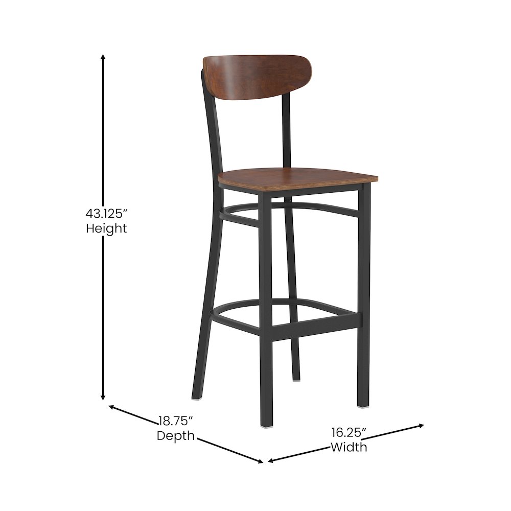 Commercial Grade Bar Stool with Solid Wood Back and Seat. Picture 5