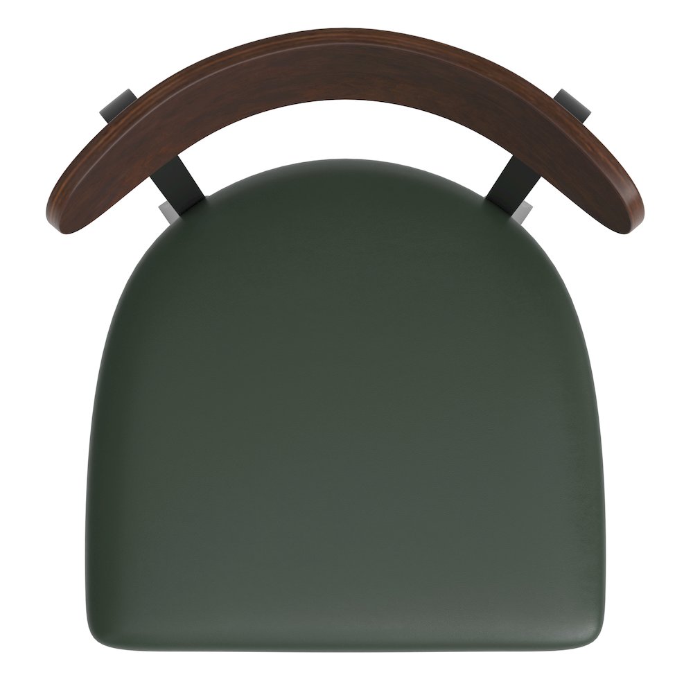 Barstool, Wooden Boomerang Back, and Green Vinyl Seat. Picture 11