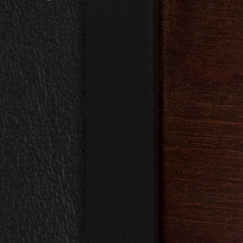 Black 3 Circle Back Metal Restaurant Chair - Walnut Wood Back, Black Vinyl Seat. Picture 7