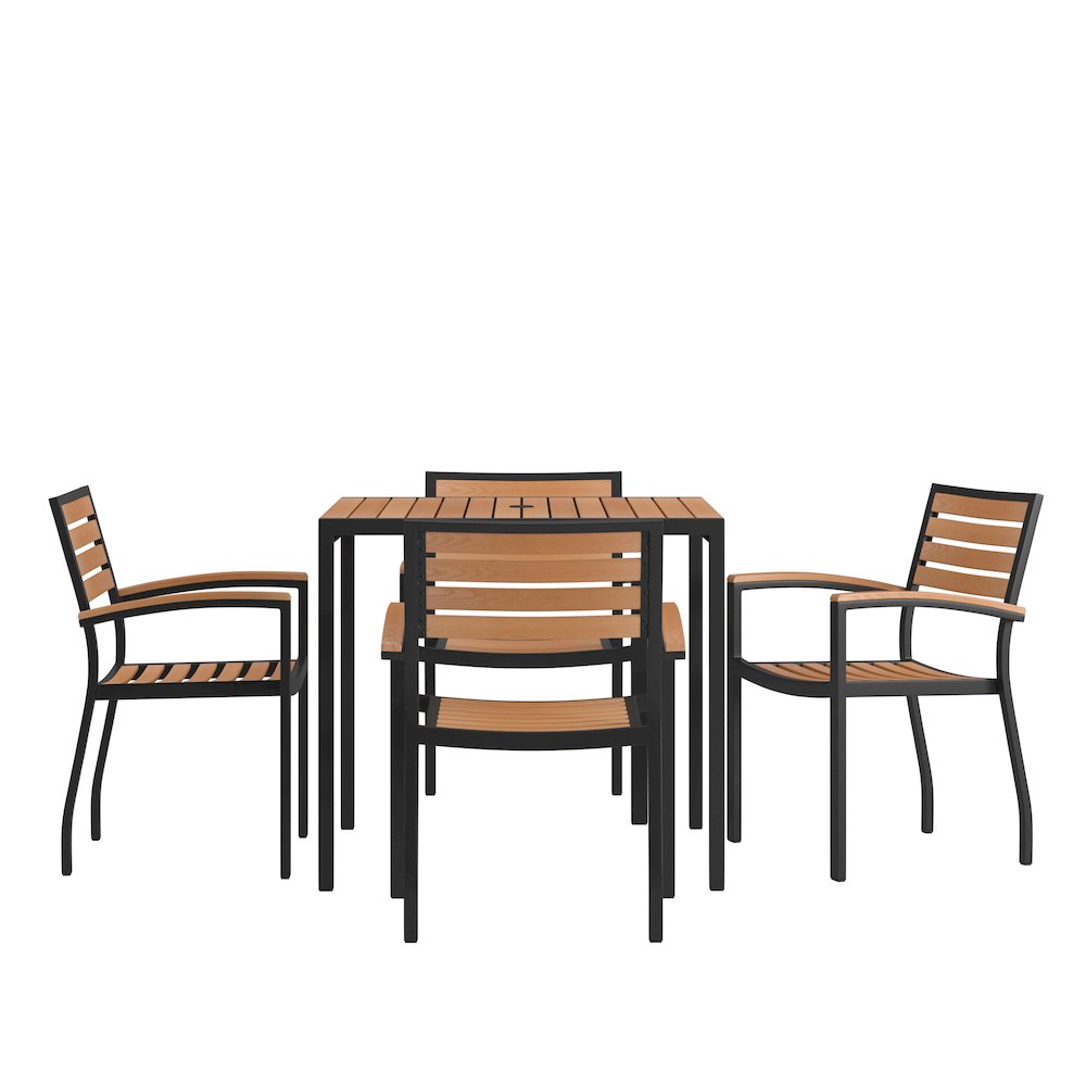 5 Piece Dining Table Set - Poly Slats - 35" Table - 4 Club Chairs. Picture 1