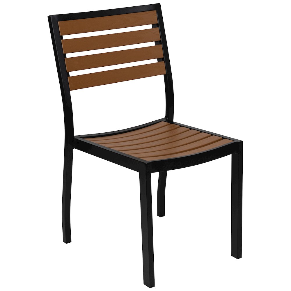 5 Piece Patio Table Set - Poly Slats - 35" Table with 4 Stackable Chairs. Picture 9