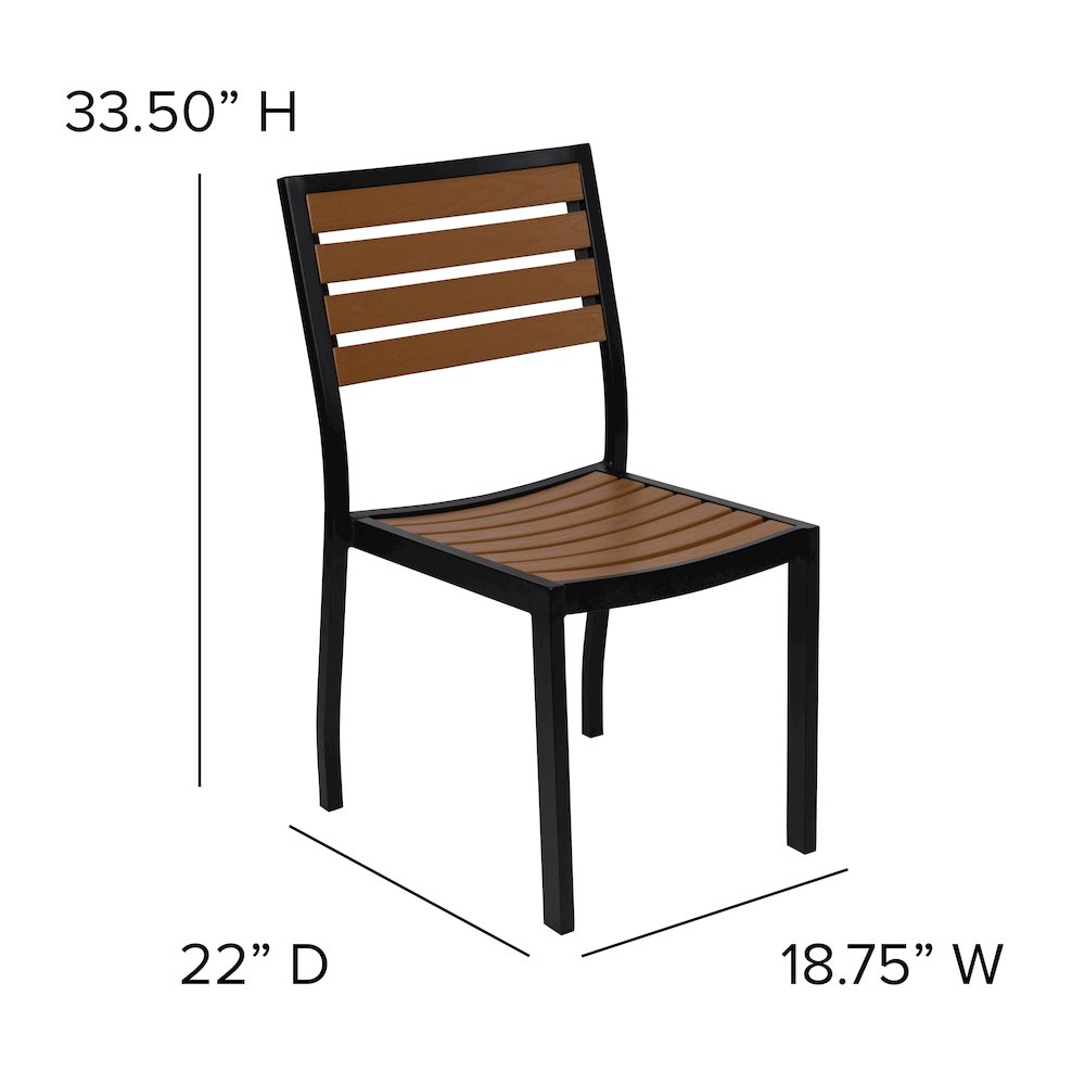 7 Piece Patio Set-4 Stacking Chairs, 35" Table, Teal Umbrella, Base. Picture 9