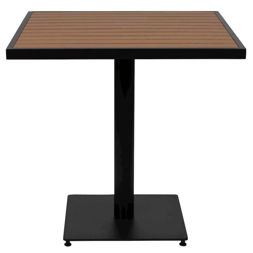 Outdoor Patio Bistro Dining Table with Faux Teak Poly Slats, 30" Square. Picture 8