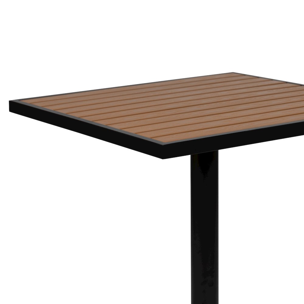 Outdoor Patio Bistro Dining Table with Faux Teak Poly Slats, 30" Square. Picture 7