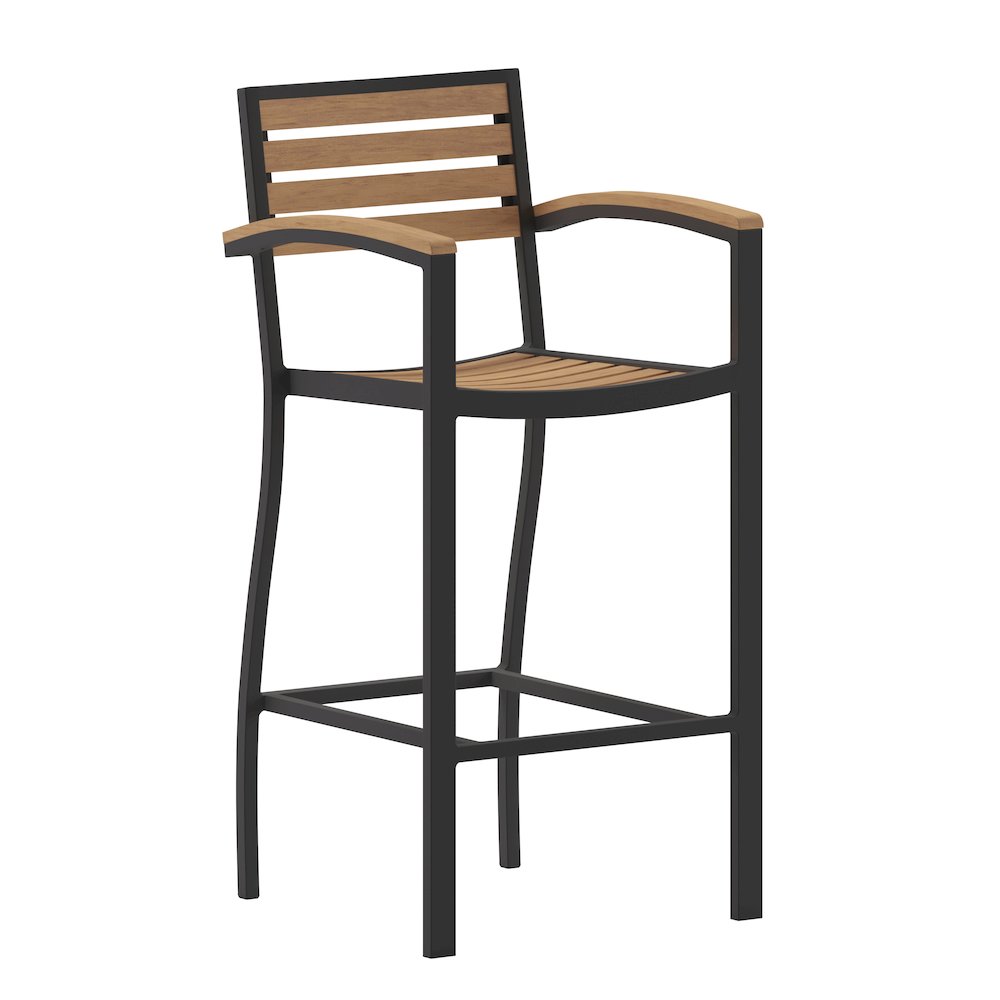 Contemporary All-Weather Patio Bar Stool with Arms. Picture 1