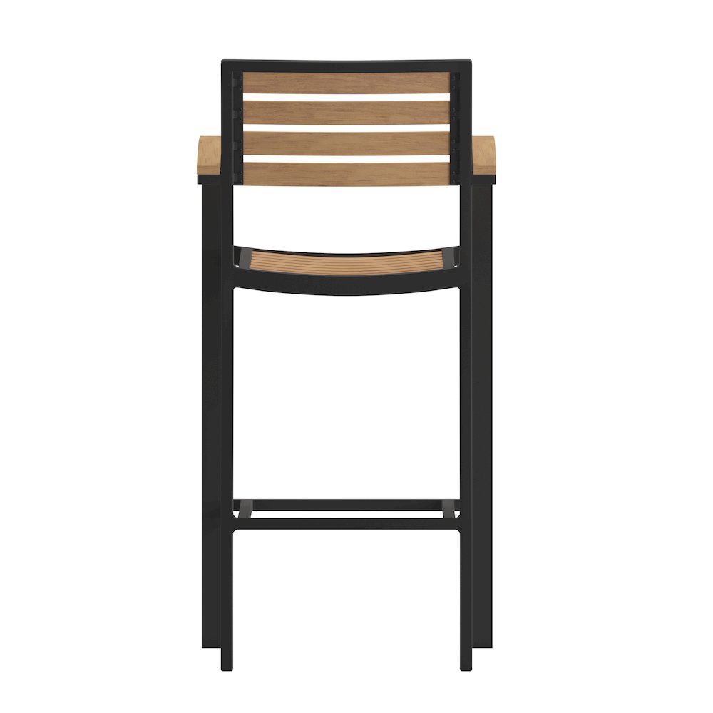 Contemporary All-Weather Patio Bar Stool with Arms. Picture 8