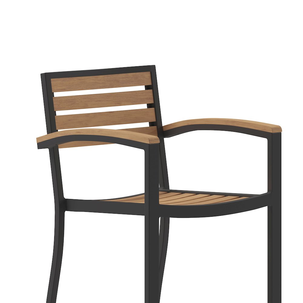 Contemporary All-Weather Patio Bar Stool with Arms. Picture 9
