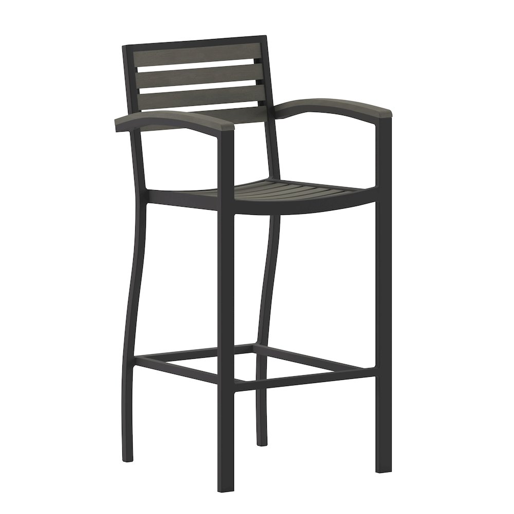 Contemporary All-Weather Patio Bar Stool with Arms. Picture 1