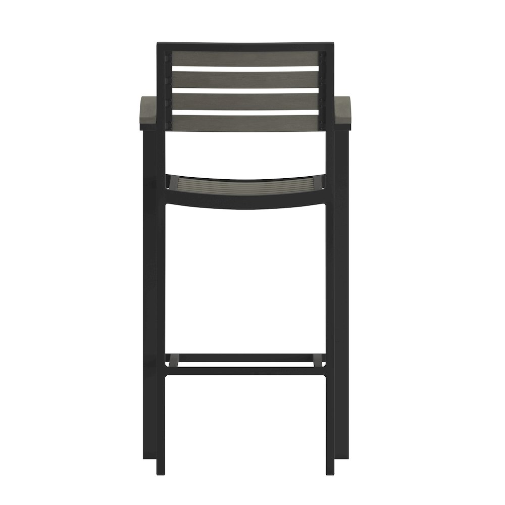Contemporary All-Weather Patio Bar Stool with Arms. Picture 8