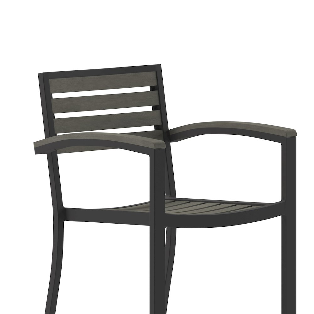 Contemporary All-Weather Patio Bar Stool with Arms. Picture 9