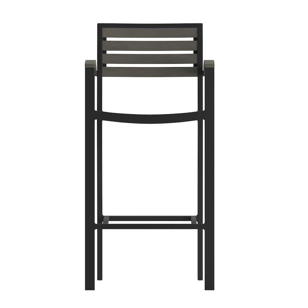 Contemporary All-Weather Patio Bar Stool with Arms. Picture 11