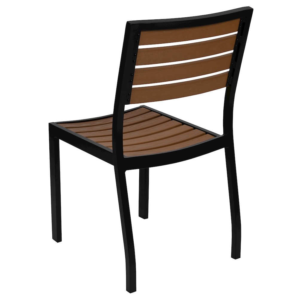 Outdoor Stackable Side Chair with Faux Teak Poly Slats. Picture 6