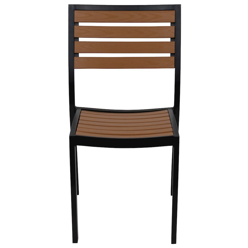 Outdoor Stackable Side Chair with Faux Teak Poly Slats. Picture 8