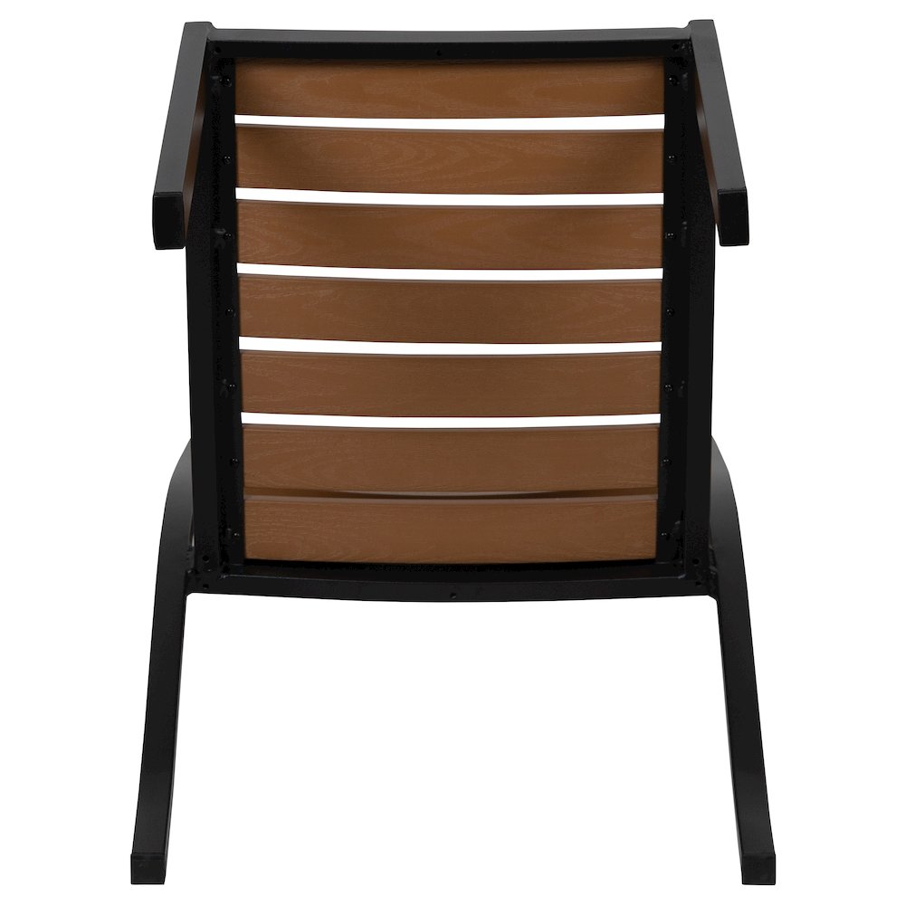 Outdoor Stackable Side Chair with Faux Teak Poly Slats. Picture 10