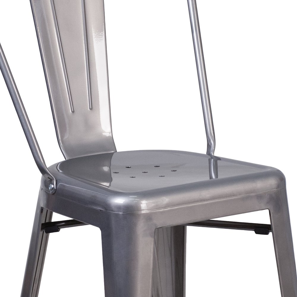 24'' High Clear Coated Indoor Counter Height Stool with Back. Picture 9